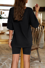 V-Neck Dropped Shoulder Top and Shorts Set