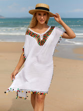 Tassel V-Neck Short Sleeve Cover Up