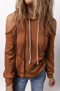 Cold Shoulder Long Sleeve Hoodie