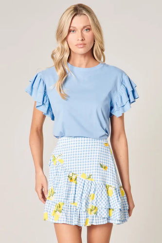 The Sky Is Blue Ruffle Tee